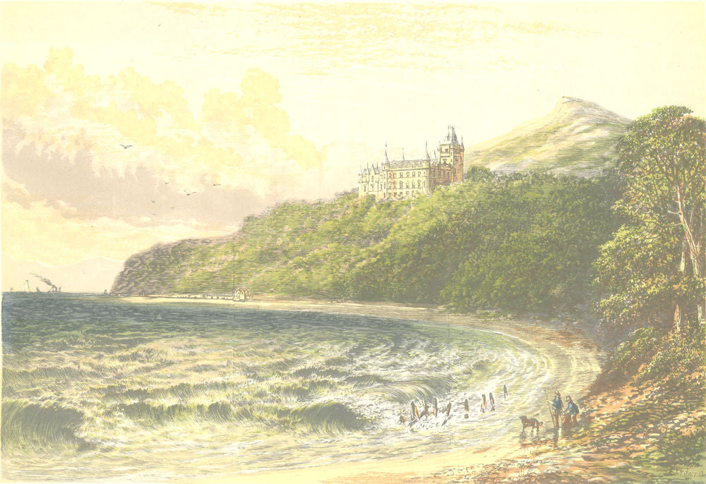 DUNROBIN CASTLE, Sutherlandshire (Duke of Sutherland) 1890 old antique print